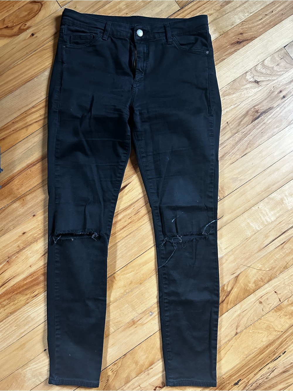 Topshop Black Moto Distressed Skinny Jeans